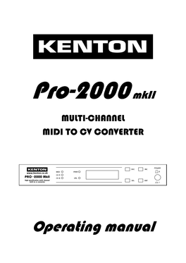 Operating Manual Operating Manual