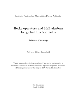 Hecke Operators and Hall Algebras for Global Function Fields