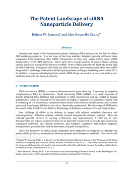 The Patent Landscape of Sirna Nanoparticle Delivery