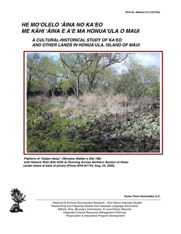 He Mo'olelo 'Äina No Ka'eo Me Kähi 'Äina E A'e Ma Honua'ula O Maui