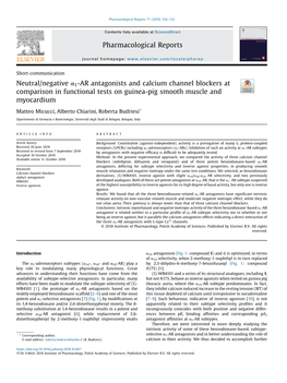 Neutral/Negative Α1-AR Antagonists and Calcium Channel Blockers At