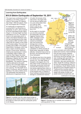 M 6.9 Sikkim Earthquake of September 19, 2011 This Report Was Contributed by EERI 4.6 Within 30 Minutes of the Members C.V.R