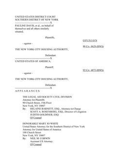 United States V. NYC Housing Authority, Davis V. NYC Housing