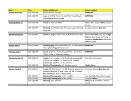 Seussical Rehearsal Schedule