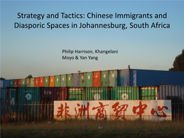 Chinese Immigrants and Diasporic Spaces in Johannesburg, South Africa