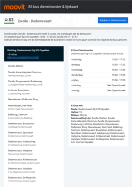 83 Bus Dienstrooster & Lijnroutekaart