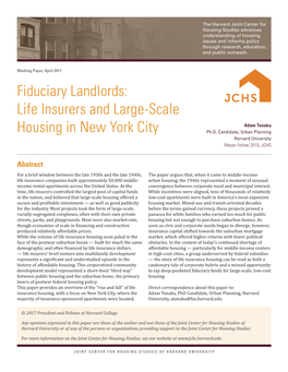 Fiduciary Landlords: Life Insurers and Large-Scale