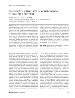 MACROEVOLUTION and MACROECOLOGY THROUGH DEEP TIME by NICHOLAS J