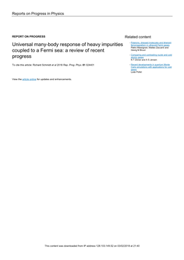 Universal Many-Body Response of Heavy Impurities Coupled to a Fermi