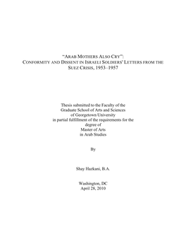 Conformity and Dissent in Israeli Soldiers' Letters from the Suez Crisis, 1953–1957