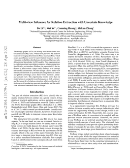 Multi-View Inference for Relation Extraction with Uncertain Knowledge
