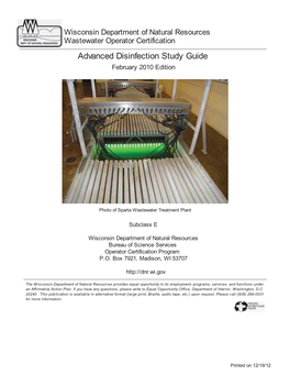 Wastewater Operator Certification Advanced Disinfection Study Guide February 2010 Edition