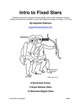 Intro to Fixed Stars