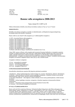 Rannu Valla Arengukava 2008-2013