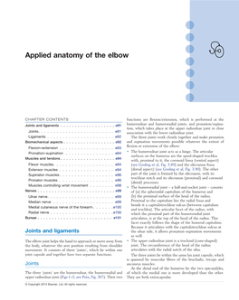 Applied Anatomy of the Elbow