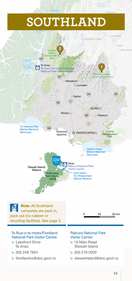 Conservation Campsites South Island 2019-20 Southland