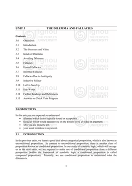 Unit 3 the Dilemma and Fallacies