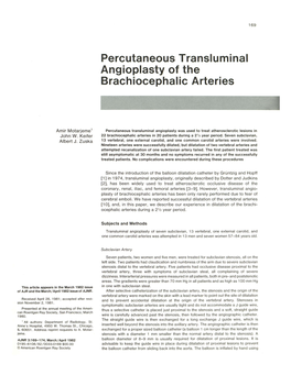 Percutaneous Transluminal Angioplasty of the Brachiocephalic Arteries