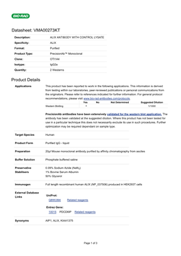 Datasheet: VMA00273KT Product Details