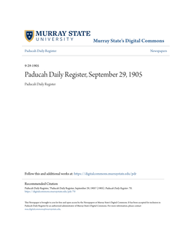 Paducah Daily Register, September 29, 1905 Paducah Daily Register