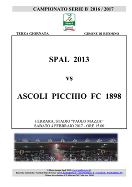 SPAL 2013 Vs ASCOLI PICCHIO FC 1898