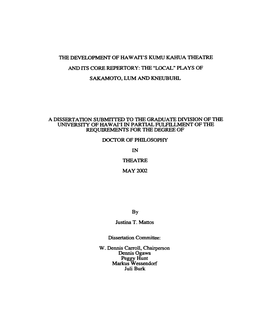 The Development of Hawaii's Kumu Kahua Theatre and Its