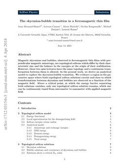 The Skyrmion-Bubble Transition in a Ferromagnetic Thin Film