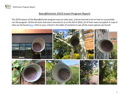 Bees@Schools 2019 Insect Program Report