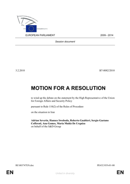 En En Motion for a Resolution