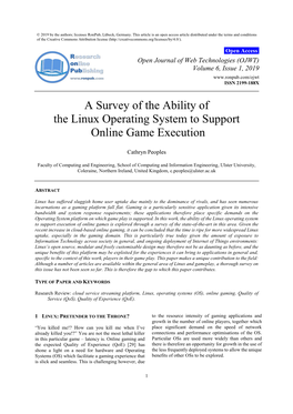 A Survey of the Ability of the Linux Operating System to Support Online