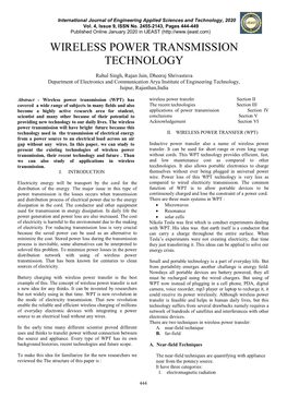 Wireless Power Transmission Technology