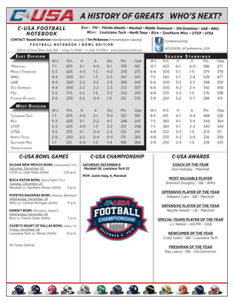 Conferenceusa FOOTBALL NOTEBOOK | BOWL EDITION @CUSAFB, @Conference USA 5201 N