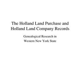 Holland Land Company Records