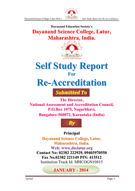 Self Study Report Re-Accreditation