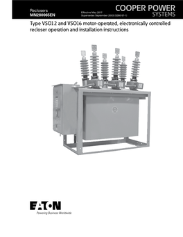 VSO12 and VSO16 Recloser Instructions