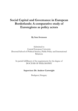 A Comparative Study of Euroregions As Policy Actors