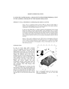 Short Communication D. João De Castro Bank, a Shallow Water Hydrothermal-Vent in the Azores: Checklist of the Marine Molluscs