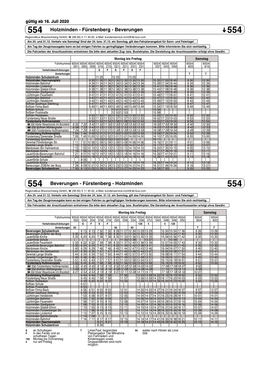 554 Holzminden - Fürstenberg - Beverungen 554 Regionalbus Braunschweig Gmbh, ` (08 00) 5 11 30 02, E-Mail: Kundenservice.Nord@Db-Bus.Com Am 24