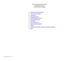 New York University Law Library Golding Media Center List of Microform Holdings