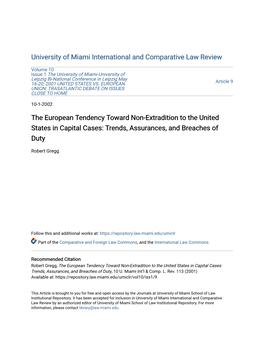 The European Tendency Toward Non-Extradition to the United States in Capital Cases: Trends, Assurances, and Breaches of Duty