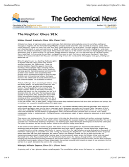 Geochemical News