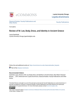 Review of M. Lee, Body, Dress, and Identity in Ancient Greece