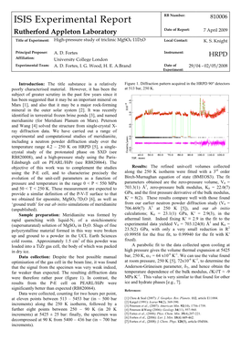 ISIS Experimental Report