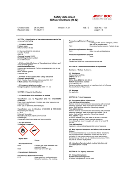 Safety Data Sheet Difluoromethane (R 32)