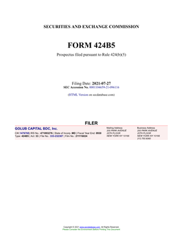 GOLUB CAPITAL BDC, Inc. Form 424B5 Filed 2021-07-27