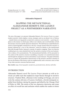 Aleksandar Hemon's the Lazarus Project As A