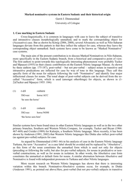 Differential Object Marking and Marked Nominative in Eastern