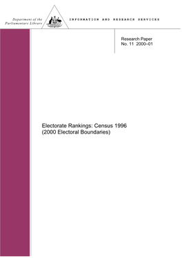 Census 1996 (2000 Electoral Boundaries) ISSN 1328-7478
