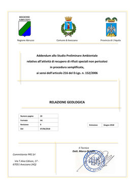 Relazione Geologica