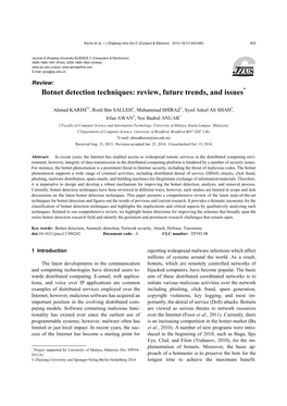 Botnet Detection Techniques: Review, Future Trends, and Issues*